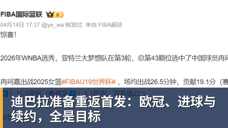 篮球下注迪巴拉准备重返首发：欧冠、进球与续约，全是目标